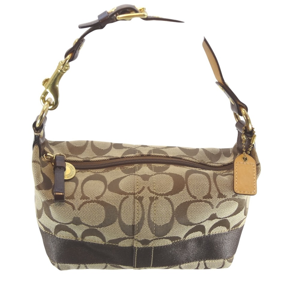 Coach Signature Laurel Mini-Hobo Bag Small Khaki Brown Excellent Y2K 40024